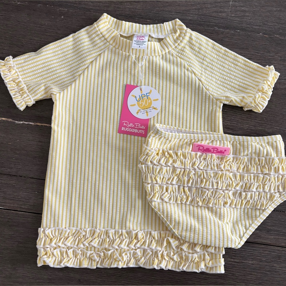 RuffleButts Ruffled Two-Piece Kid’s Swimsuit